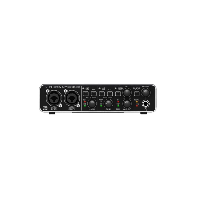 Audio Interface Usb - 外部サウンドカード録音 2x4、24ビット/192kHz USBオーディオ/MIDIインターフェース Midasマイクプリアンプ搭載 UMC204HD