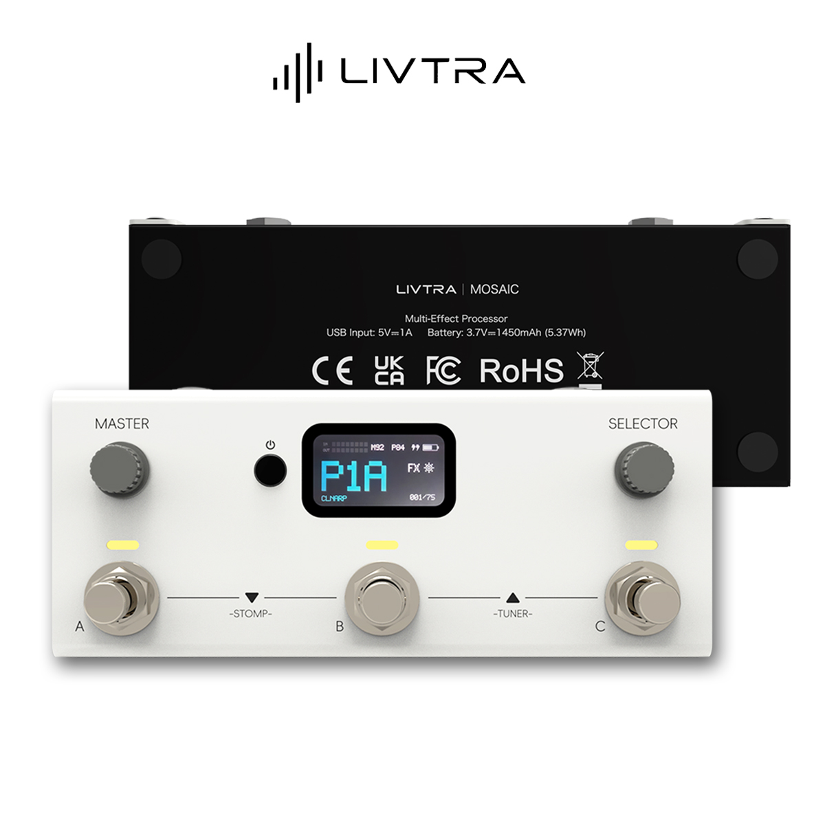 Audio Interface Usb - LIVTRA MOSAIC オールインワン ギターエフェクトペダル – 8つのエフェクトモジュール、USBオーディオインターフェース、電話/PC録音、75のプリセットスロット