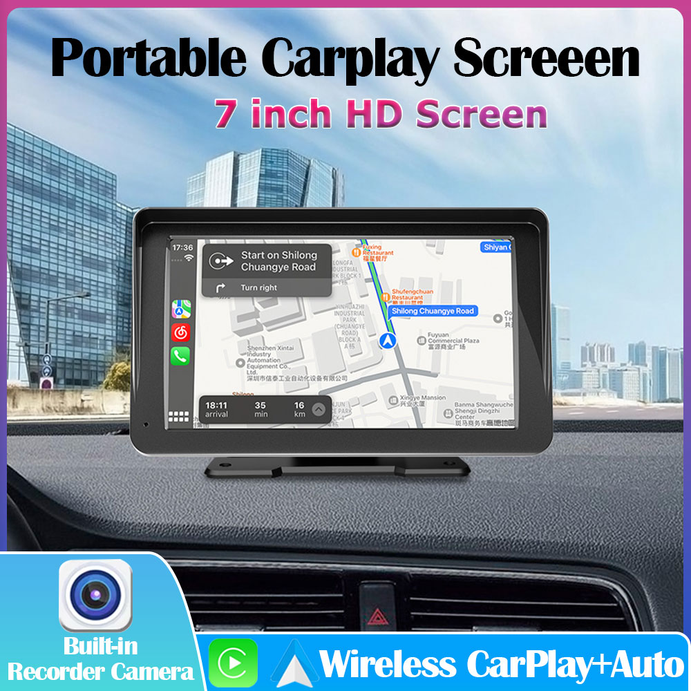 Audio Music Image - 7インチユニバーサルタッチHDスクリーンカーマルチメディアプレーヤー、ワイヤレスCarPlay＆Android Auto対応、Bluetooth、FM、USB、AUX、TFカード対応