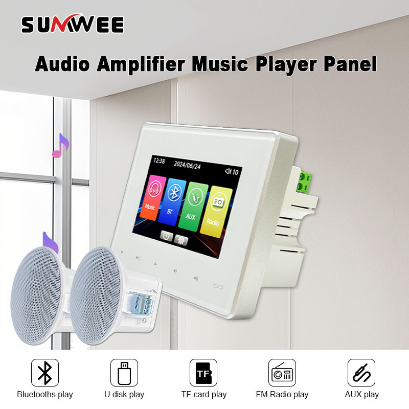 Audio Music System For Home - ホームオーディオ壁掛け音楽パネルホテル86アンプBluetooth壁掛けアンプAUX TFプレーヤーFMラジオサウンド天井スピーカーシステム