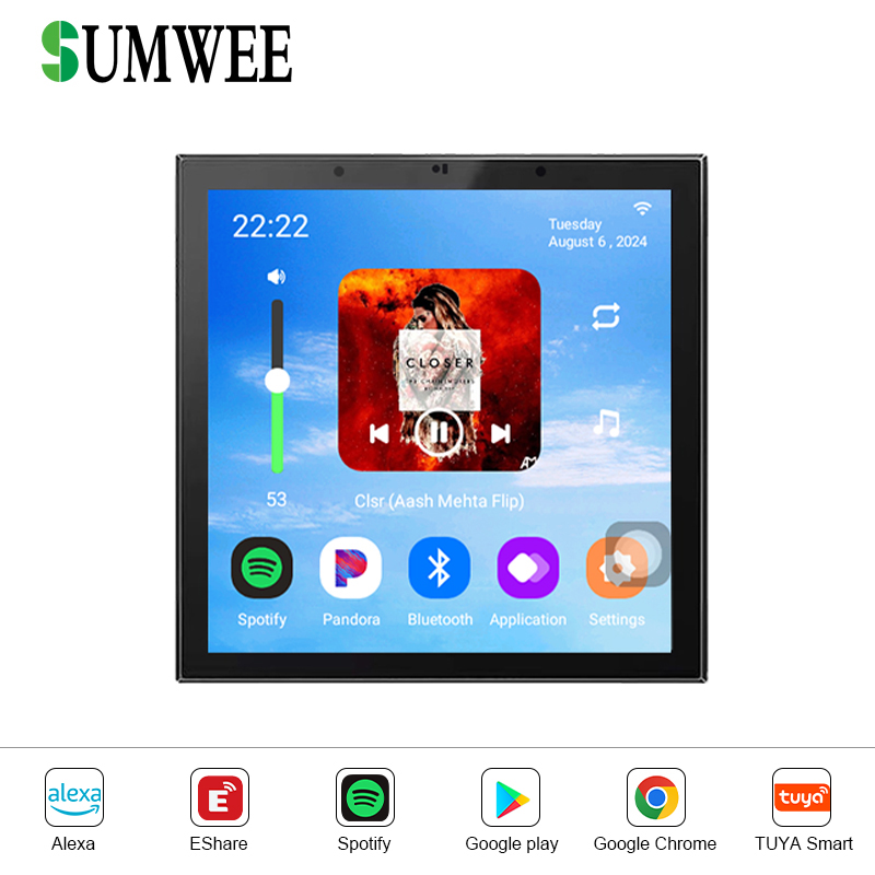 Audio Music System For Home - ホームWIFIスマートオーディオウォールアンプ Android 11 4インチ TUYAミュージックプレーヤー Bluetooth対応