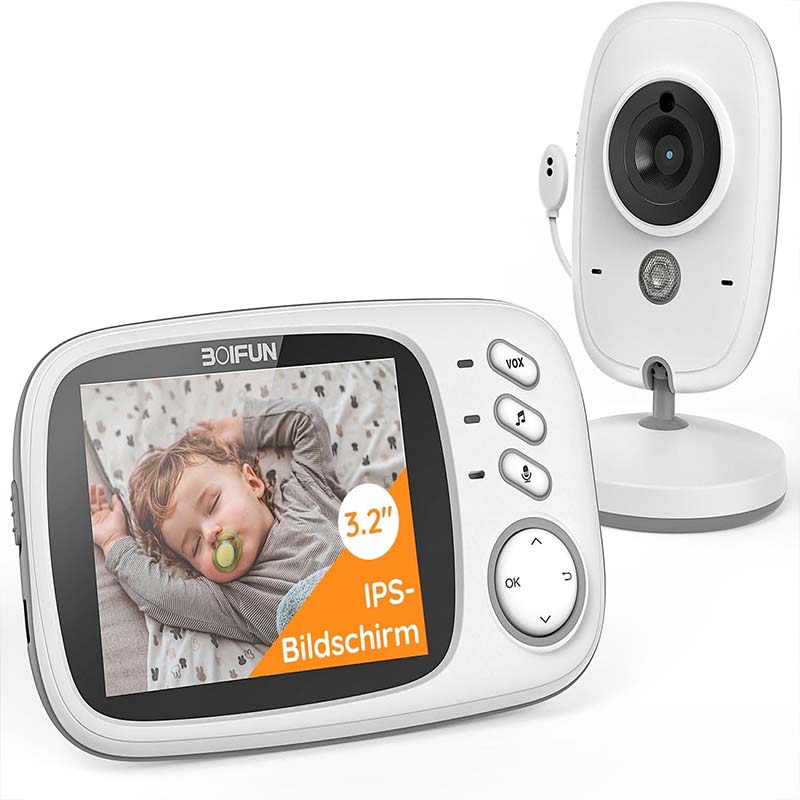 Audio Detect Music - Boifun 3.2 インチデジタル LCD スクリーンワイヤレスベビーモニター、カメラ付き、VOX 監視、ナイトビジョン、温度モニター