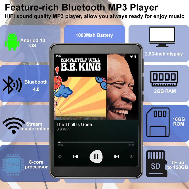 Audio Music Download Mp3 - WiFi MP3 プレーヤー Andriod 10 Spotify