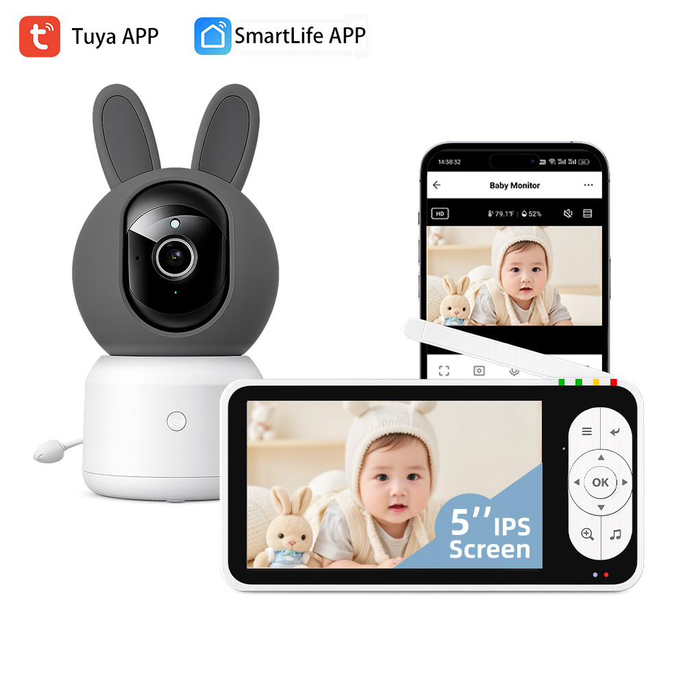 5インチ1080Pスクリーン搭載TuyaスマートWiFiベビ - Audio Detect Music のレビューと価格