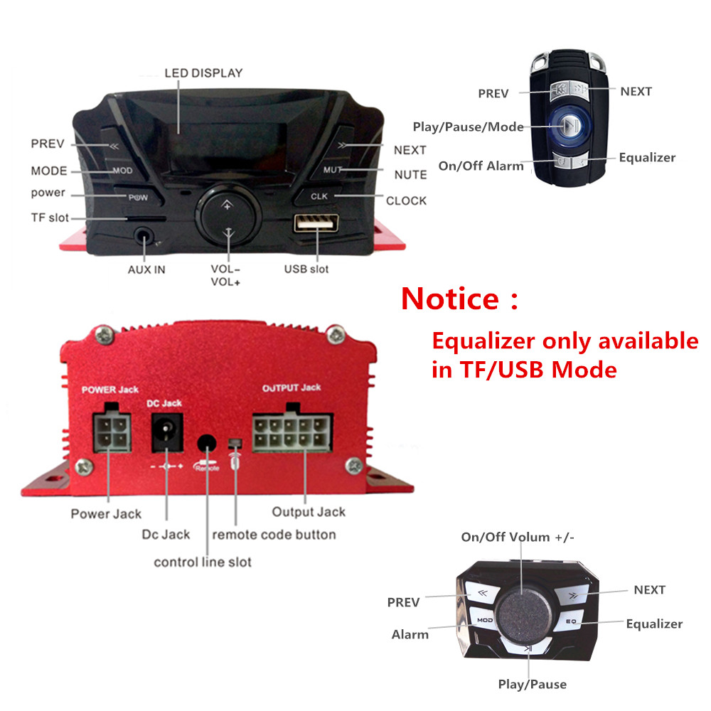 12V 4チャンネル UTV ATV ゴルフカート バイク用 - Audio Music To Mp3 のレビューと価格