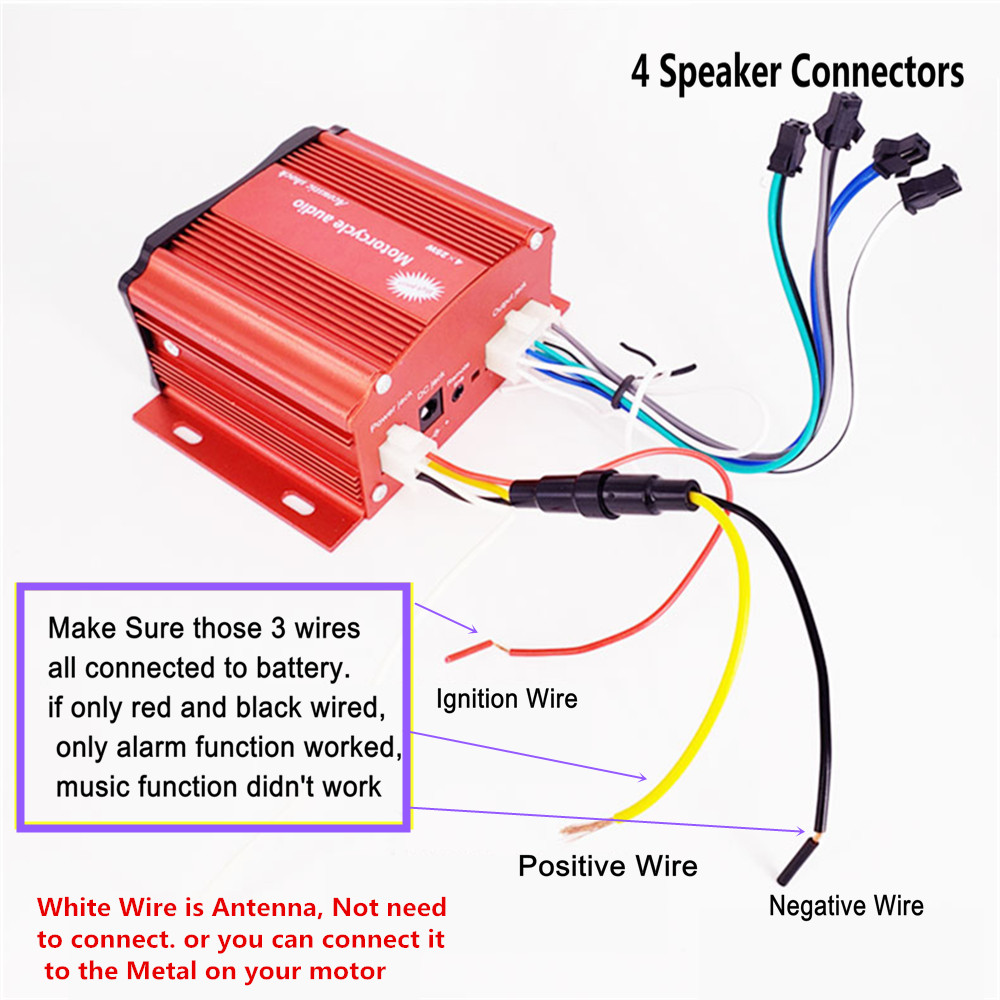 12V 4チャンネル UTV ATV ゴルフカート バイク用 - Audio Music To Mp3 のレビューと価格