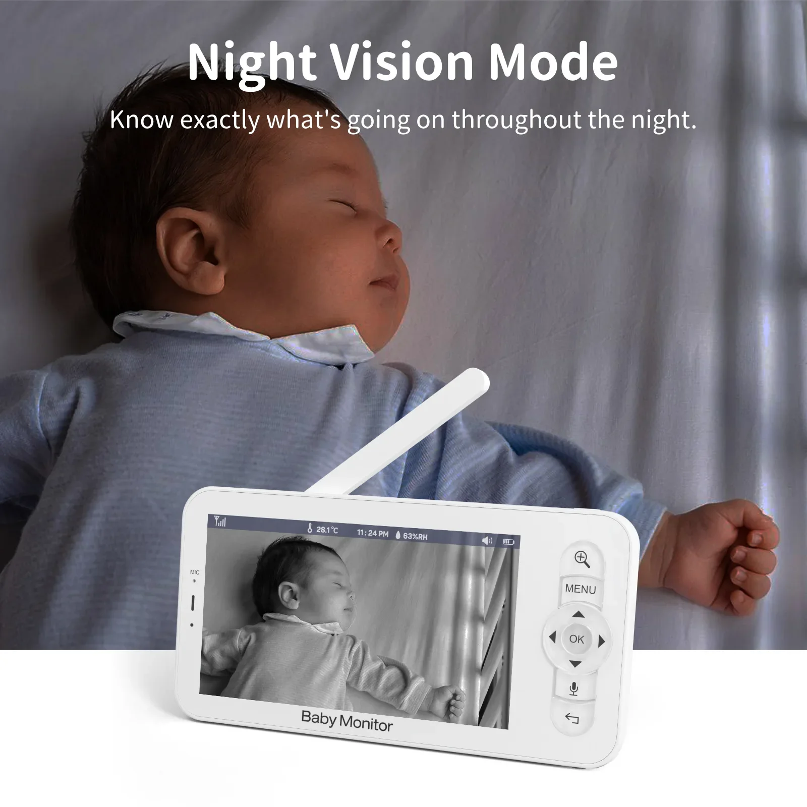 乳母b5用LCD付きHDベビーモニター,双方向会話用のPTZ - Audio Detect Music のレビューと価格